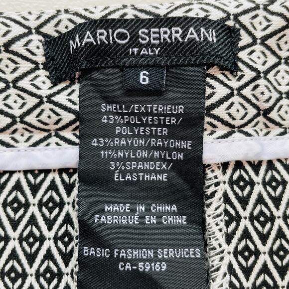 MARIO SERRANI ITALY Black White Jacquard Stretch Knit Straight Leg Pants 6 - Picture 7 of 8